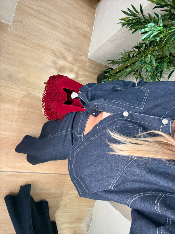 Coordinato Denim Con Gonna Lunga