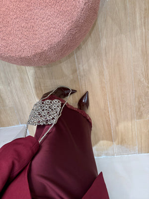 Gonna satin pizzo autunno