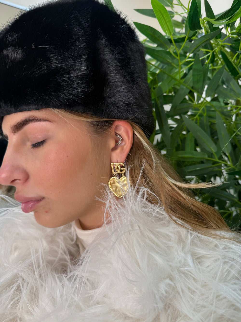 Orecchini DG cuore martellato