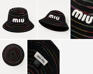 Bucket Hat Crochet Rainbow miu nero