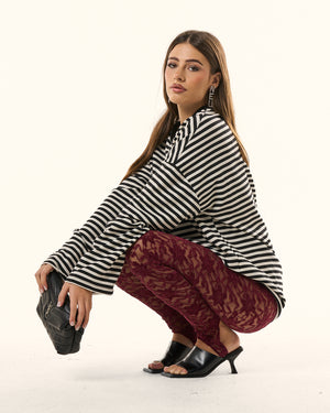 T-shirt felpata overisize righe