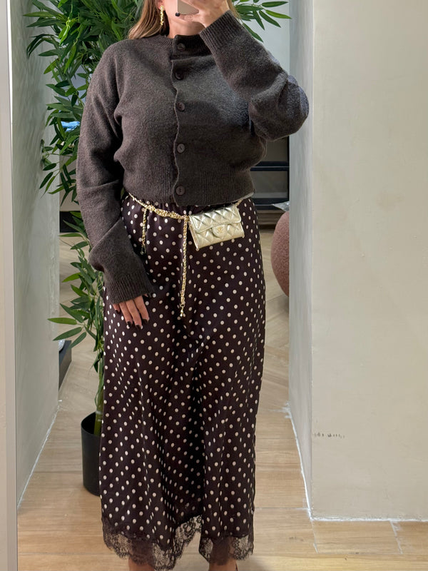 Gonna longuette pois pizzo