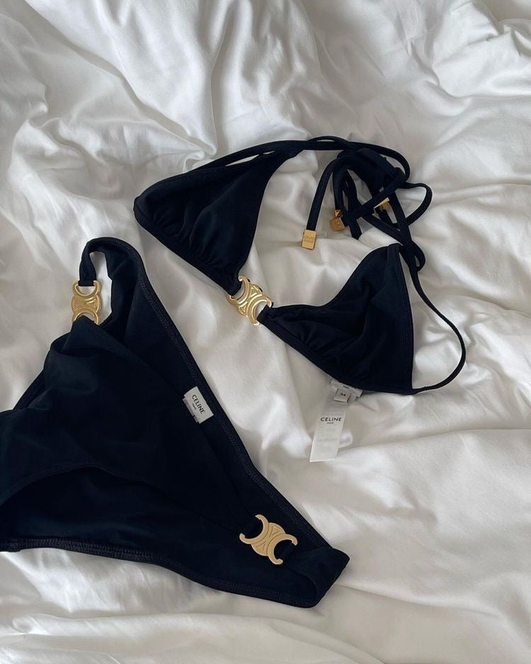 Bikini celi dettagli in oro