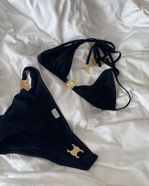 Bikini celi dettagli in oro