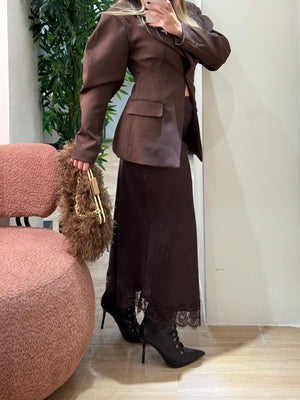 Gonna satin pizzo autunno