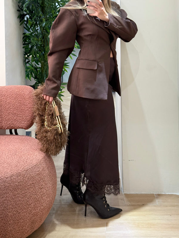 Gonna satin pizzo autunno