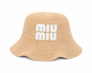 Cappello Rafia miu scritta bianca