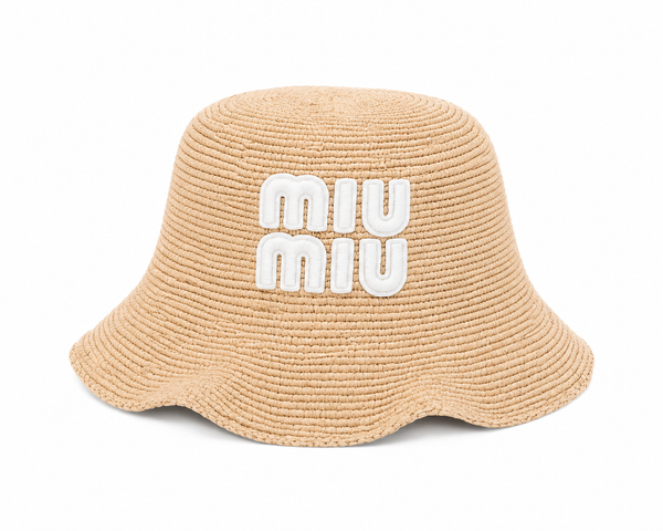 Cappello Rafia miu scritta bianca