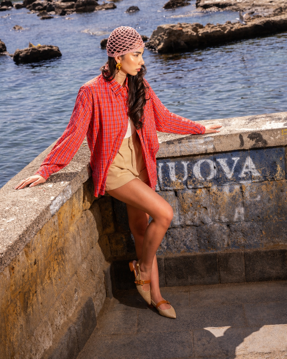 Camicia Check Rosso Oversize