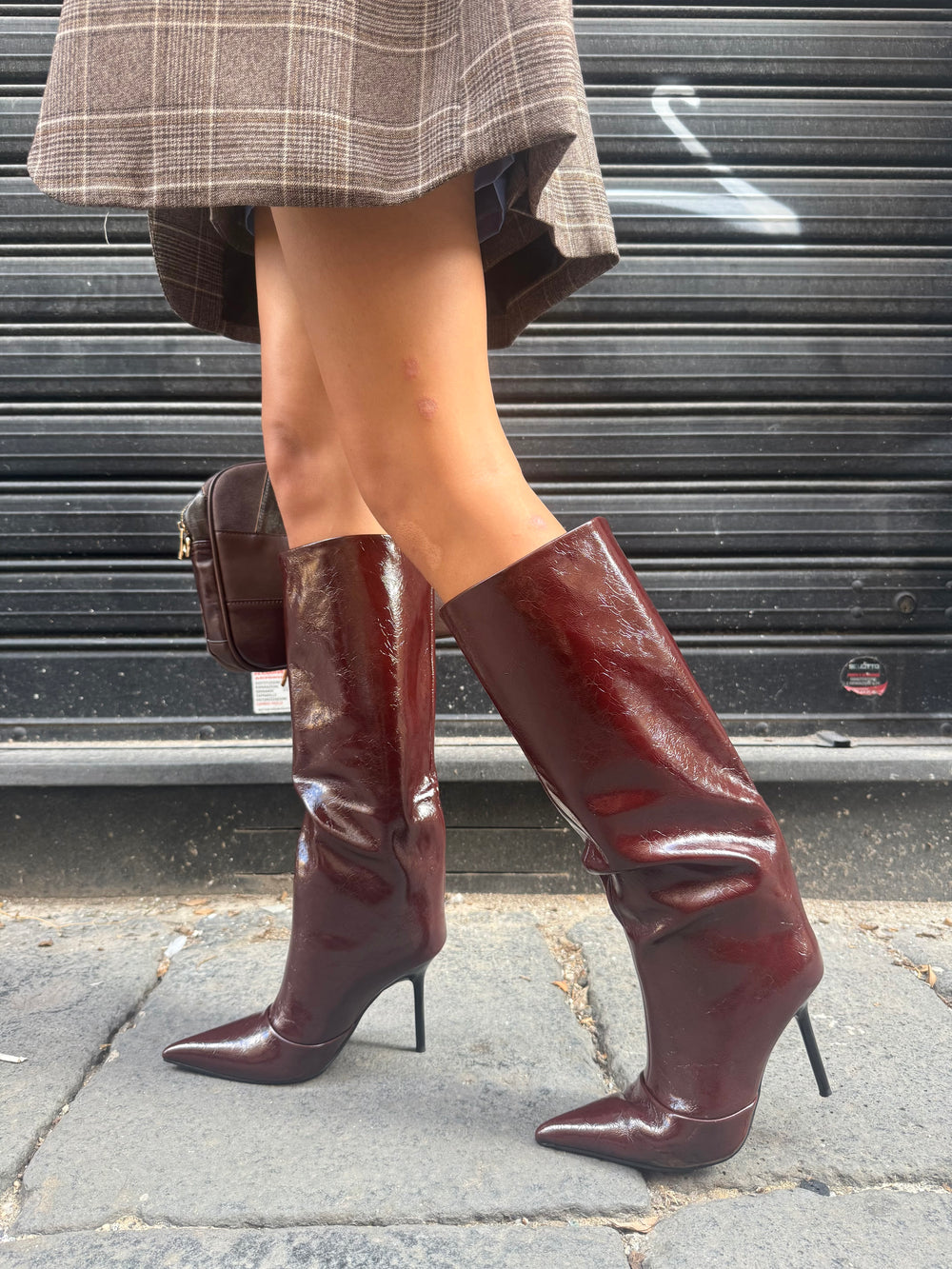 Stivali Wine vernice