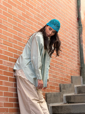 Cuffia crochet paillettes mare
