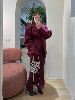 Gonna satin pizzo autunno