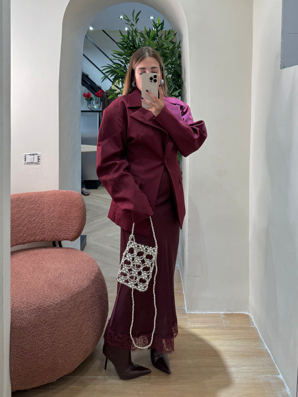 Gonna satin pizzo autunno