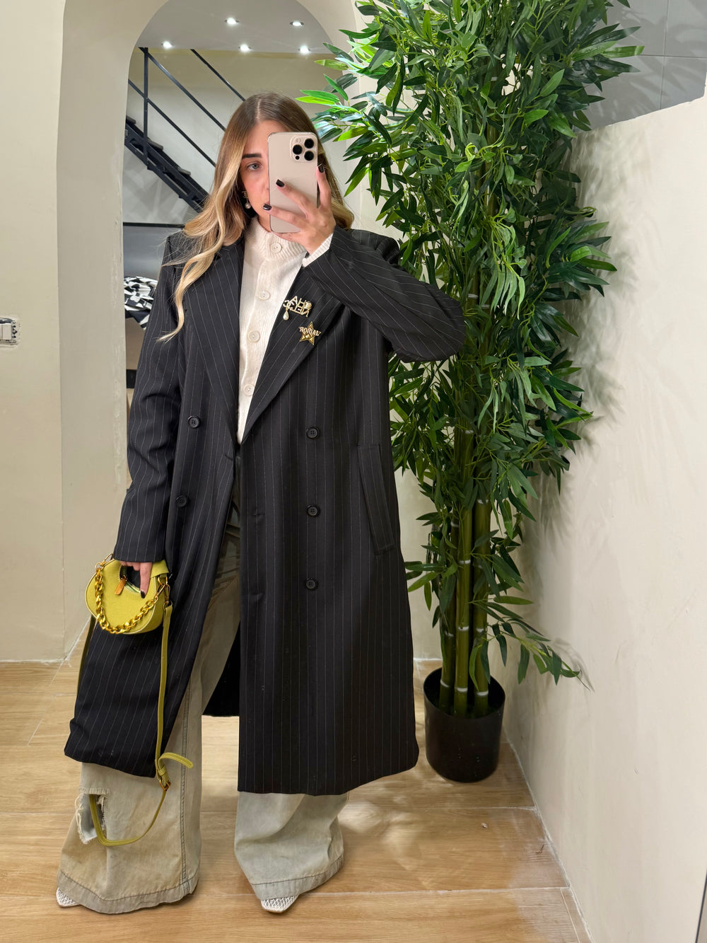 Blazer gessato extralong