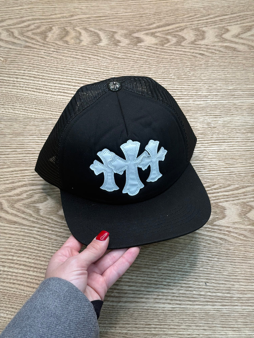 Berretto chrome nero croci bianche