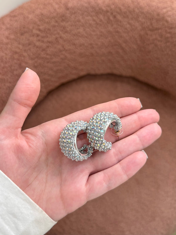 Orecchini double hoop zirconati