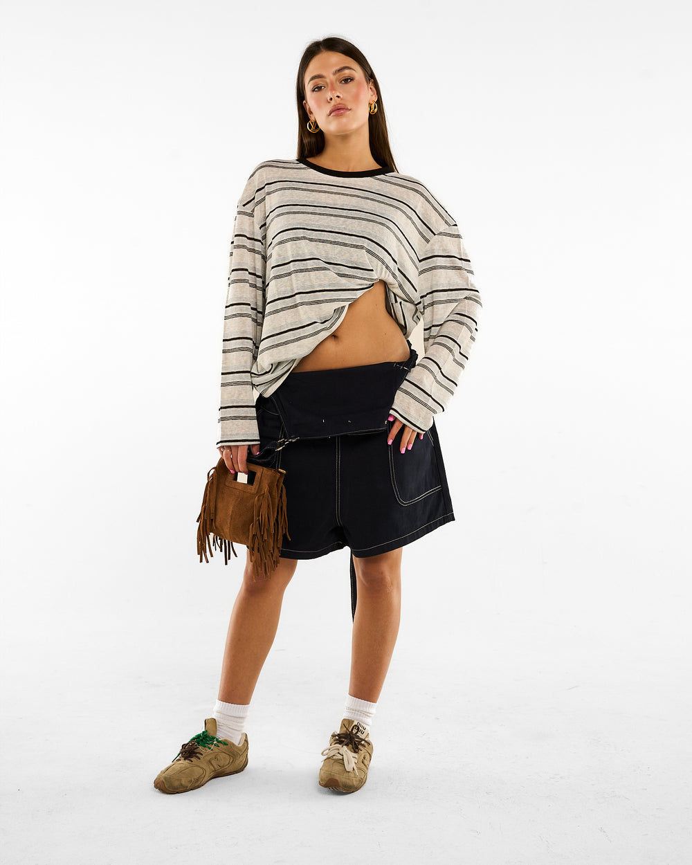 Maglia Over Righe Soft nero
