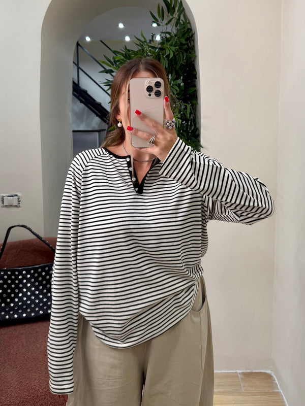 Maglia serafino righe