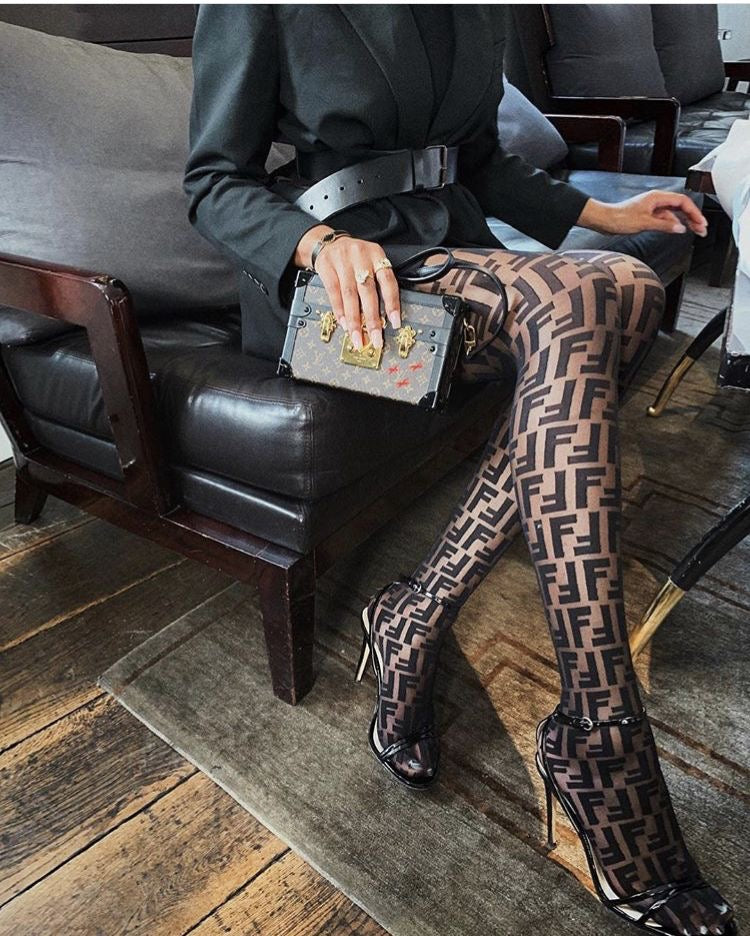 Calze logo velluto Fendi