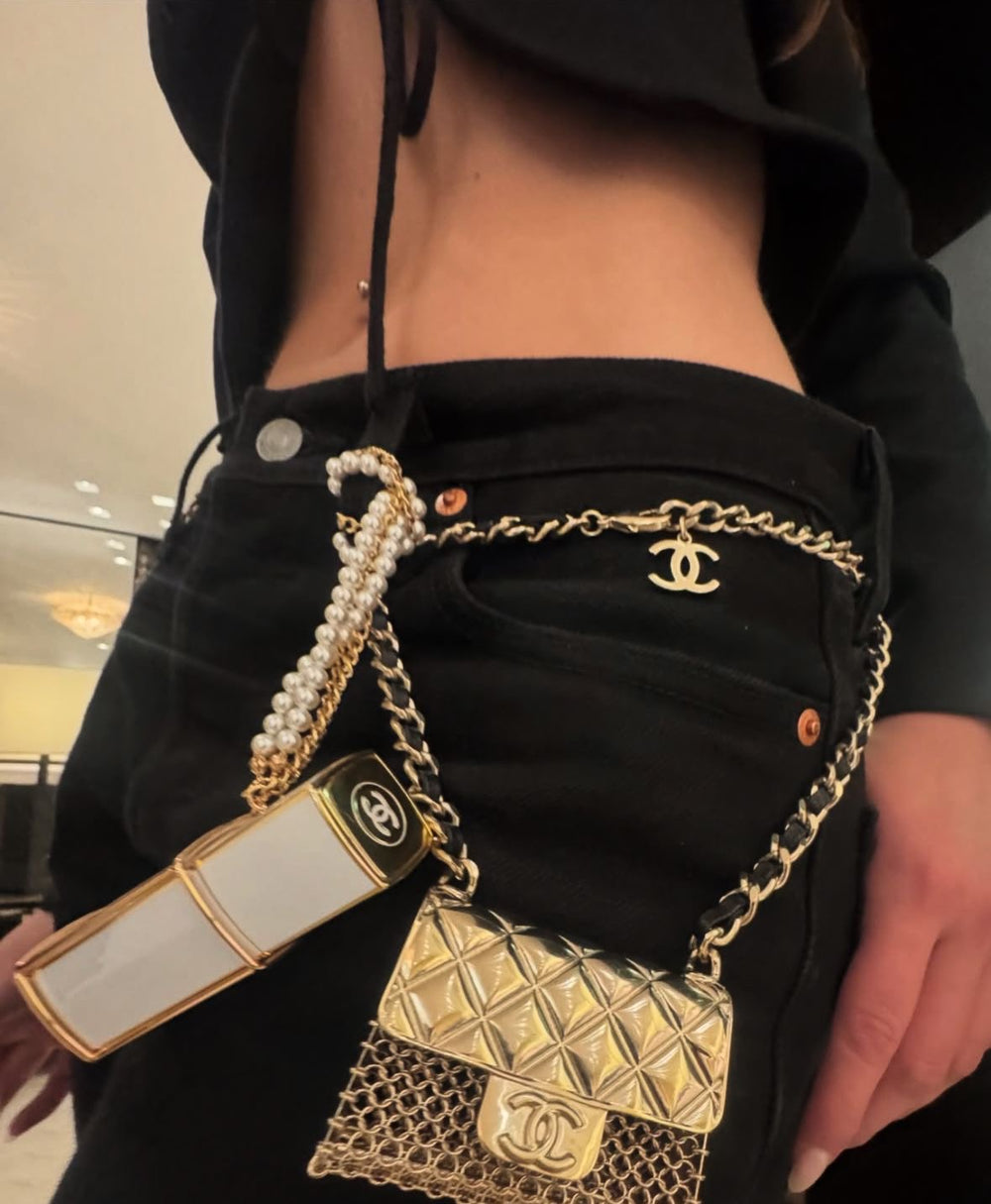 Tracolla in pelle con borsa gioiello cc rigida gold