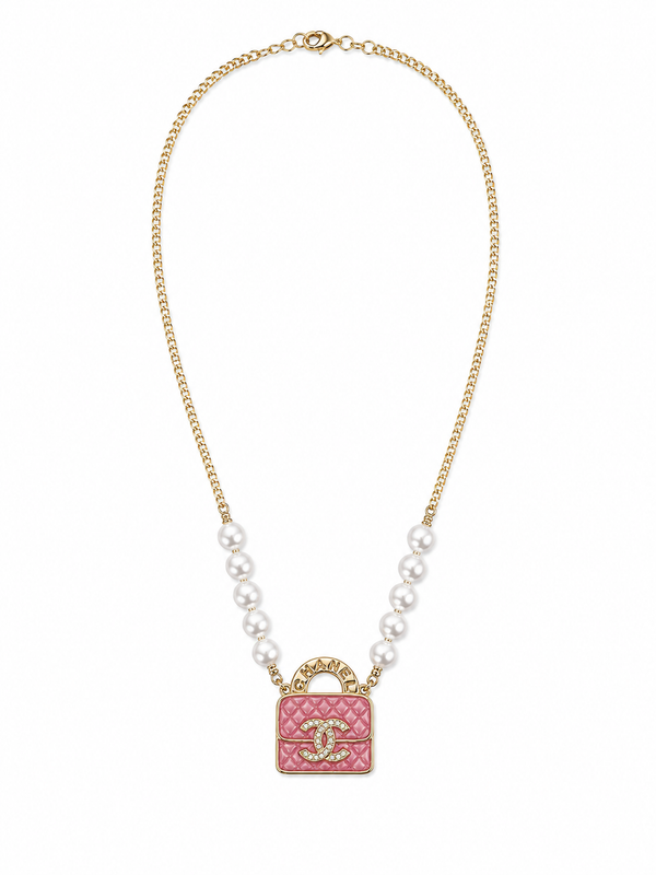 Collana Pearl Bag cc rosa