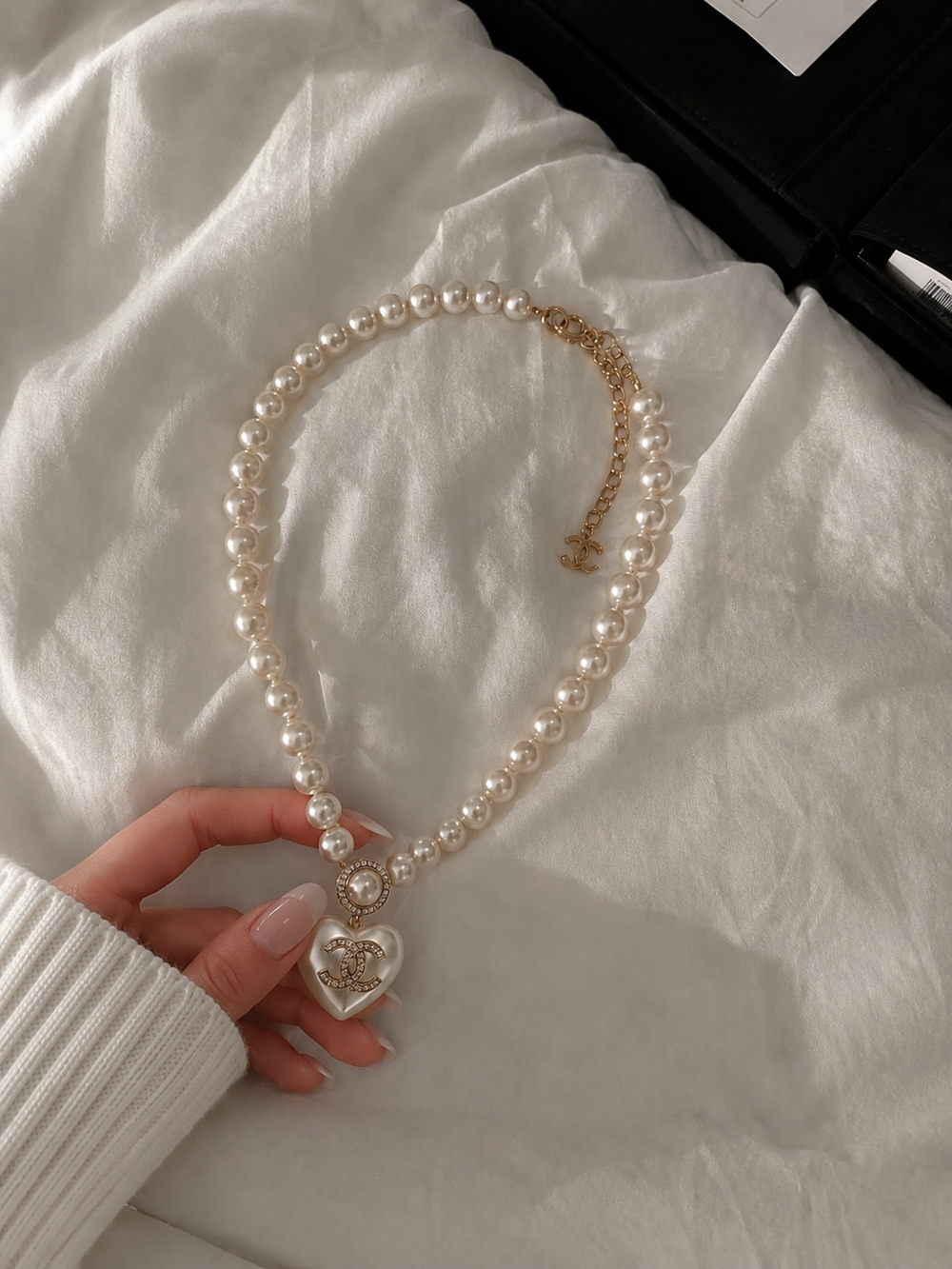 Collier perle big heart cc