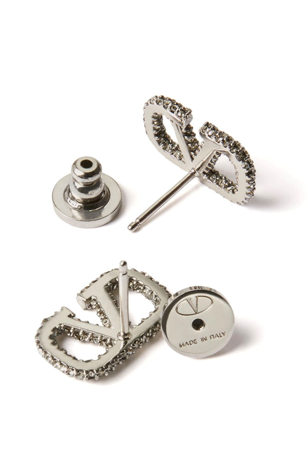Orecchini a lobo con design intrecciato e micro cristalli argento