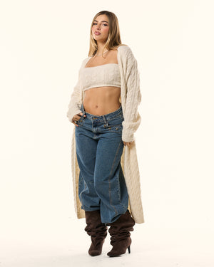 Coordinato in maglia intrecciata