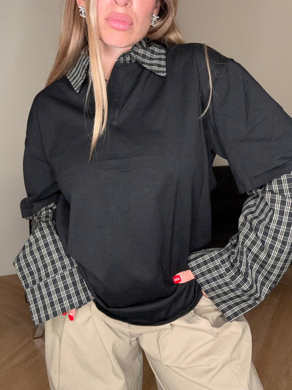 Maglia con camicia quadri