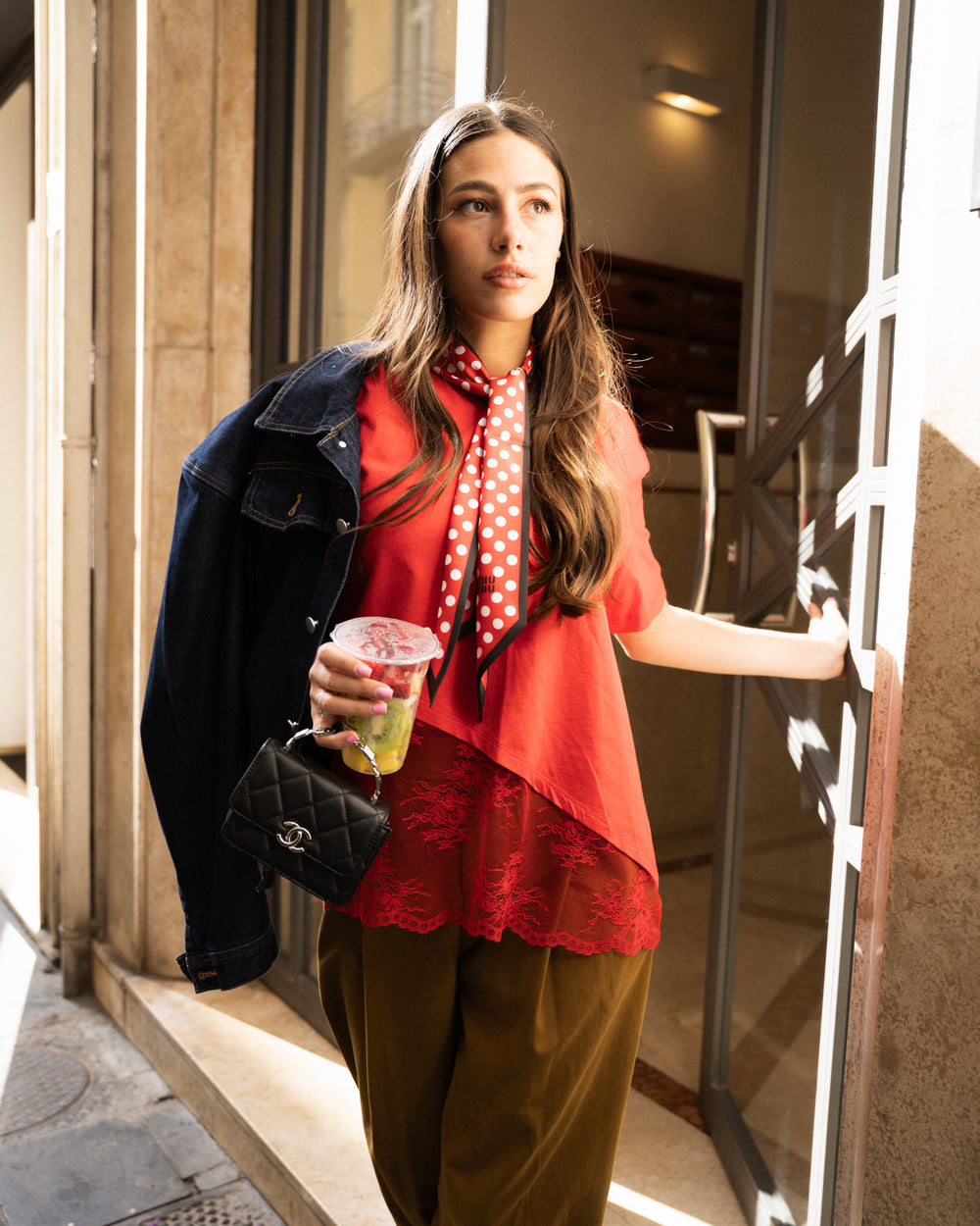 Foulard Pois Satin Rosso
