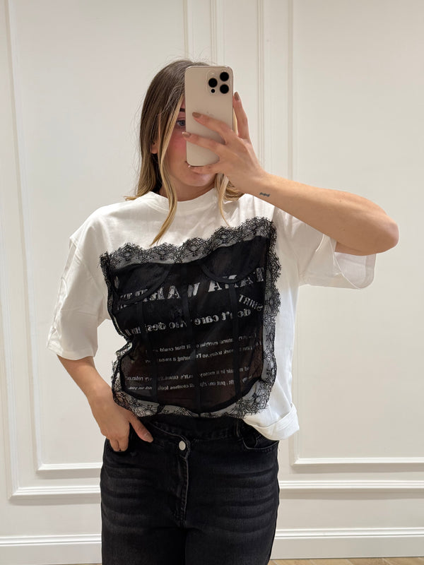 T-shirt pizzo bustier