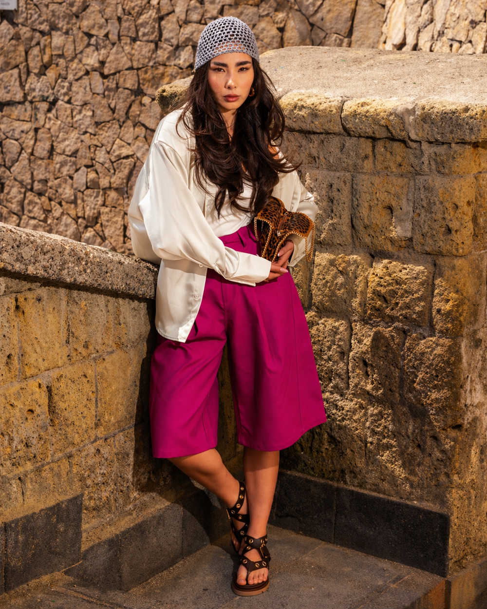 Camicia satin spalle strutturate