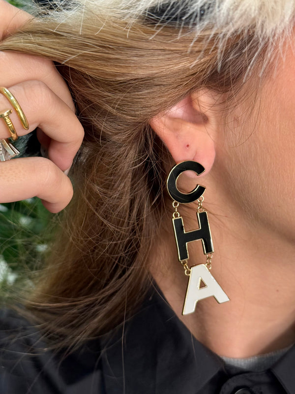 Orecchini chanel black e white