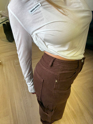 Jeans wide leg chocolate