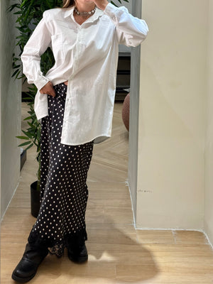 Gonna longuette pois pizzo