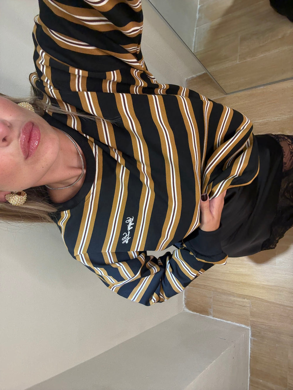 Maglia felpata mix righe