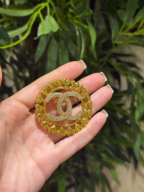 Spilla chanel cuori e strass