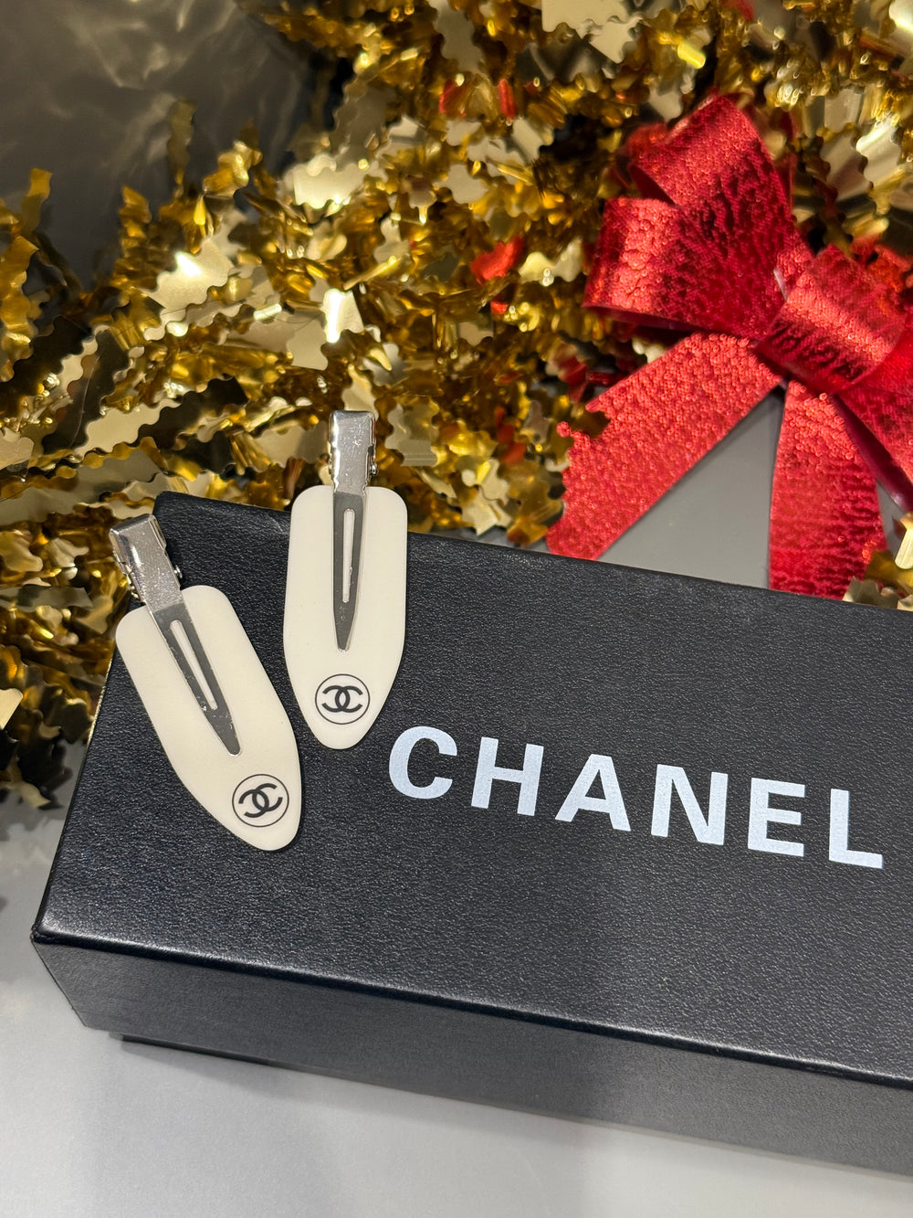 Coppia mollette chanel crema