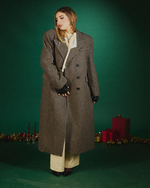 Cappotto Pied de poule con spalline