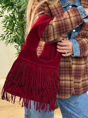 Tote bag Scamosciata con frange