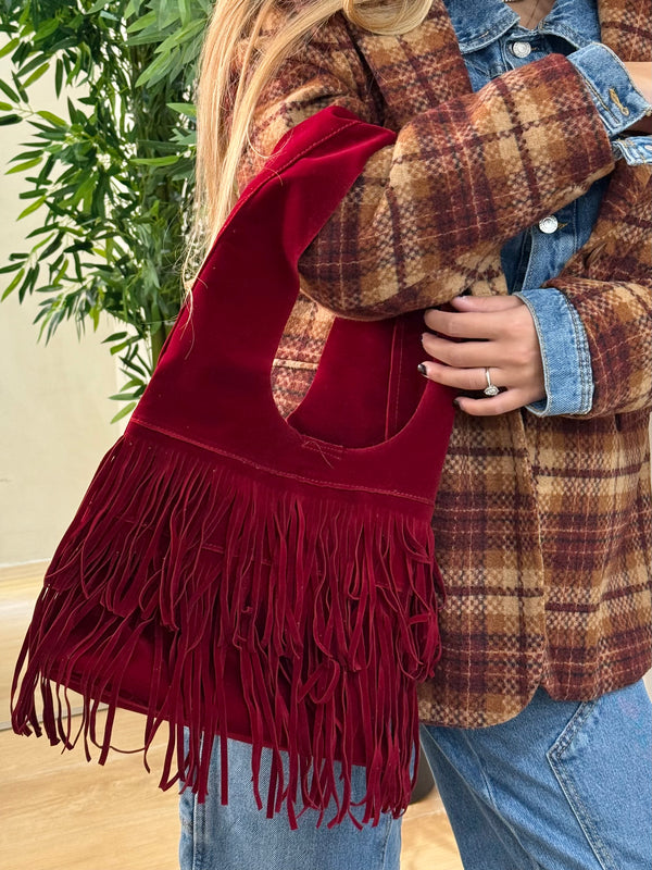 Tote bag Scamosciata con frange