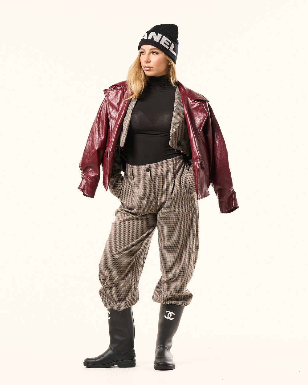 Tailleur con blazer crop