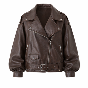 Giacca biker effetto pelle oversize – Chocolate