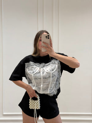 T-shirt pizzo bustier