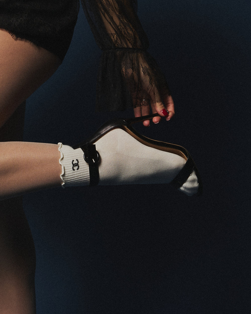 Pack due calzini basic chanel panna e nero