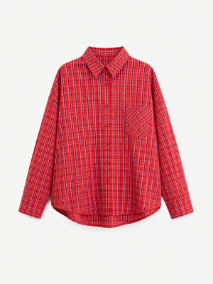 Camicia Check Rosso Oversize
