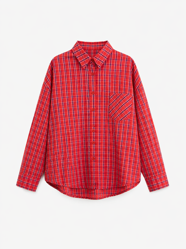 Camicia Check Rosso Oversize