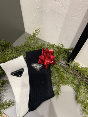 Pack due paia calzini bianco e nero prada