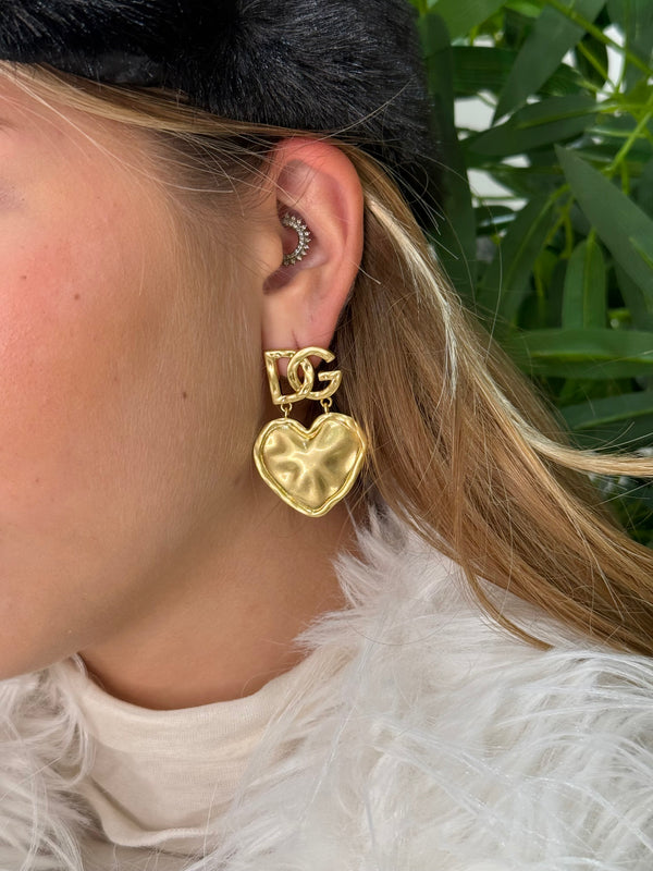 Orecchini DG cuore martellato