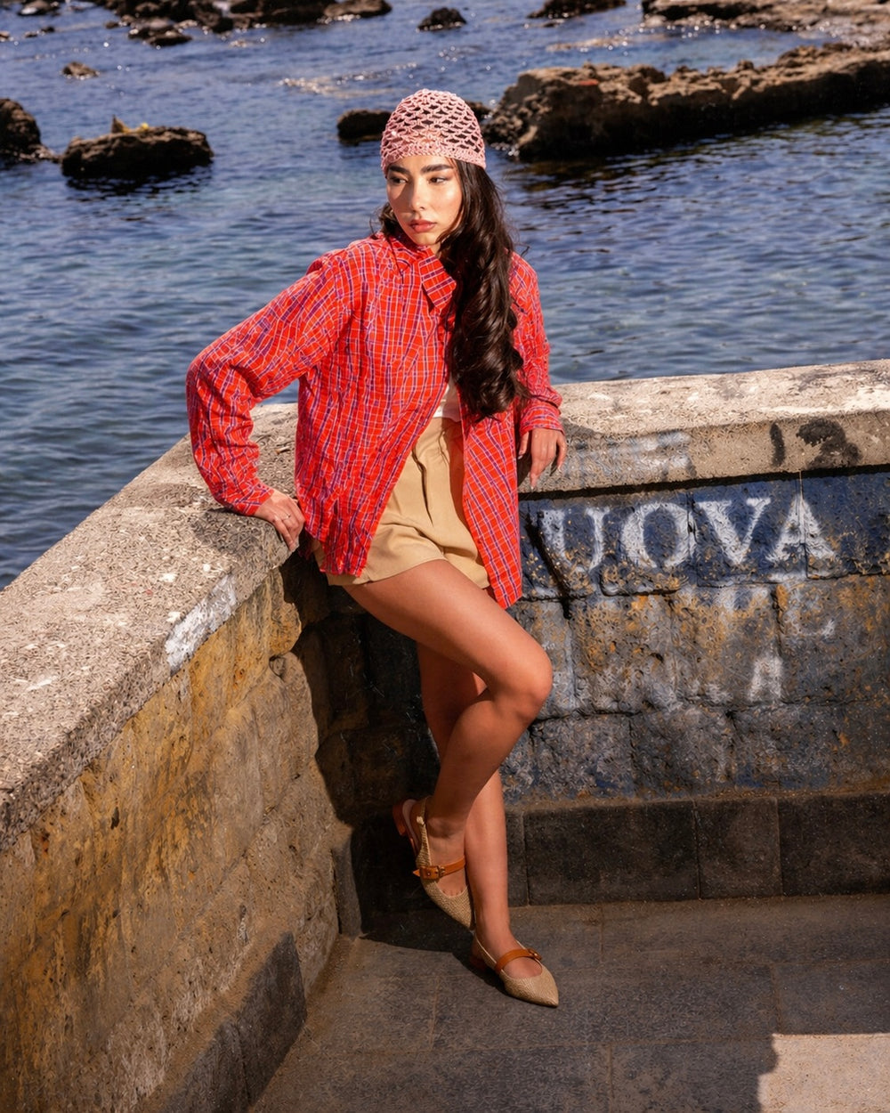 Camicia Check Rosso Oversize